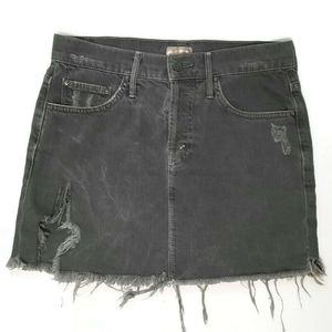 MOTHER Vagabond denim mini skirt in Light Lead